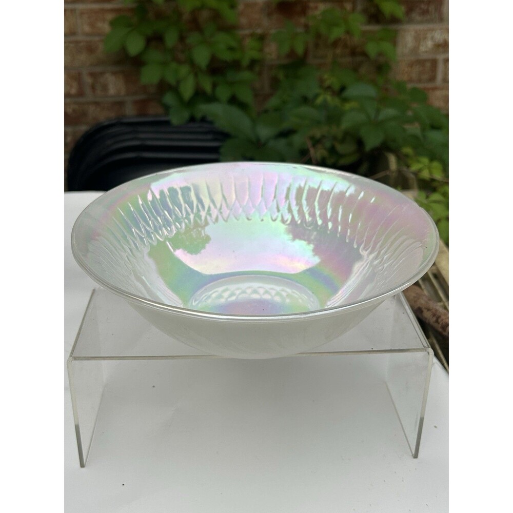 Vintage Federal Glass Aurora Moonglow Iridescent Serving Bowl 8.5”
